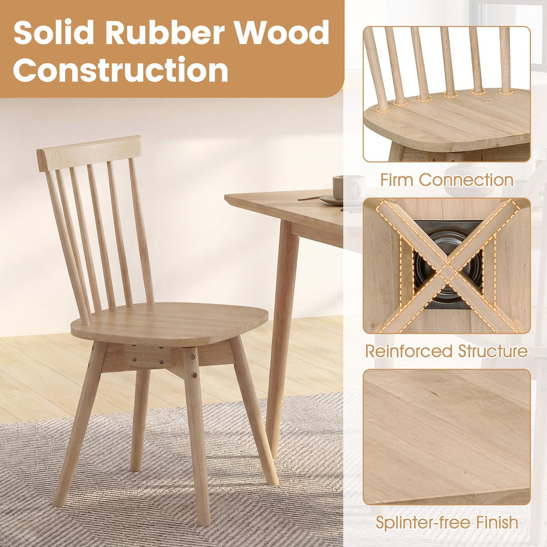 Giantex Windsor Mid Century Rubber Wood Kitchen Chairs with Swivel Seat &amp; Spindle Back (2/4)