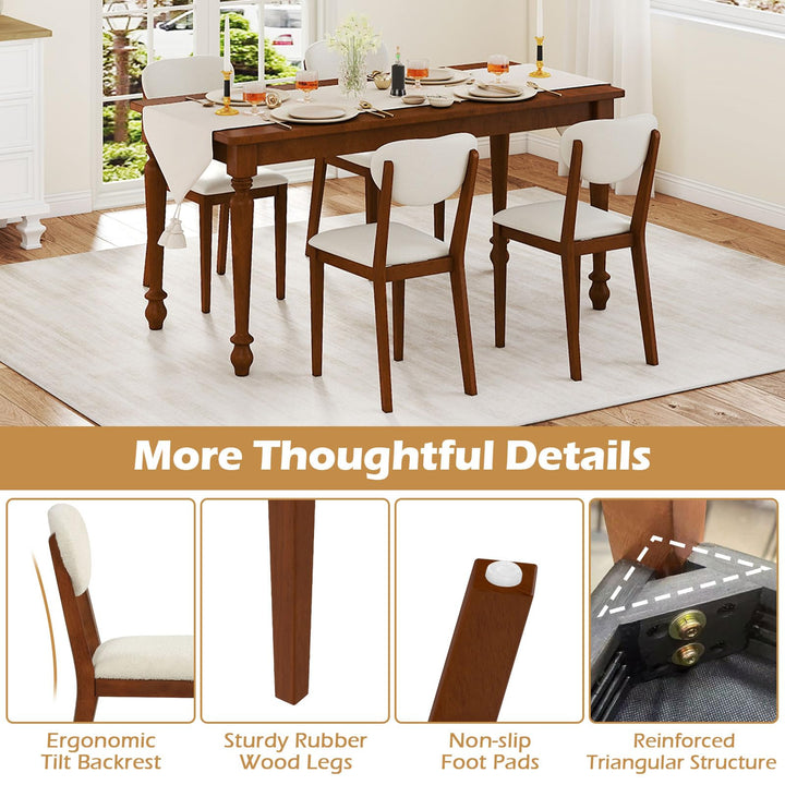 Giantex Sherpa Dining Chairs Set of 4 Modern Kitchen Chair w/Rubber Wood Legs