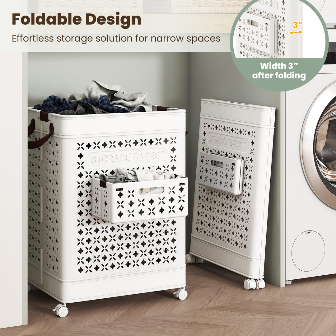 Giantex 75L Collapsible Laundry Basket with Wheels