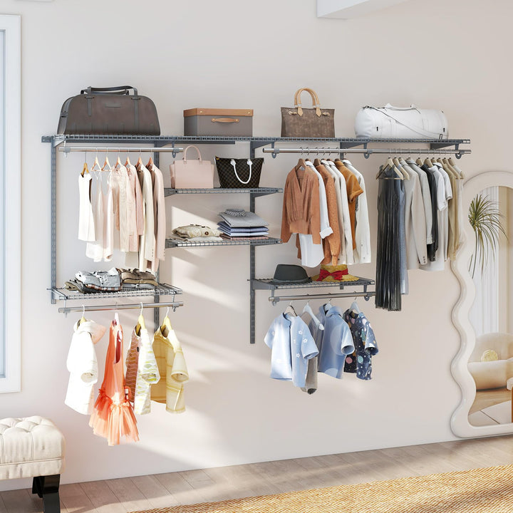 Giantex Closet Organizer System Wall-mounted Custom Closet Kit w/Adjustable Storage Shelves
