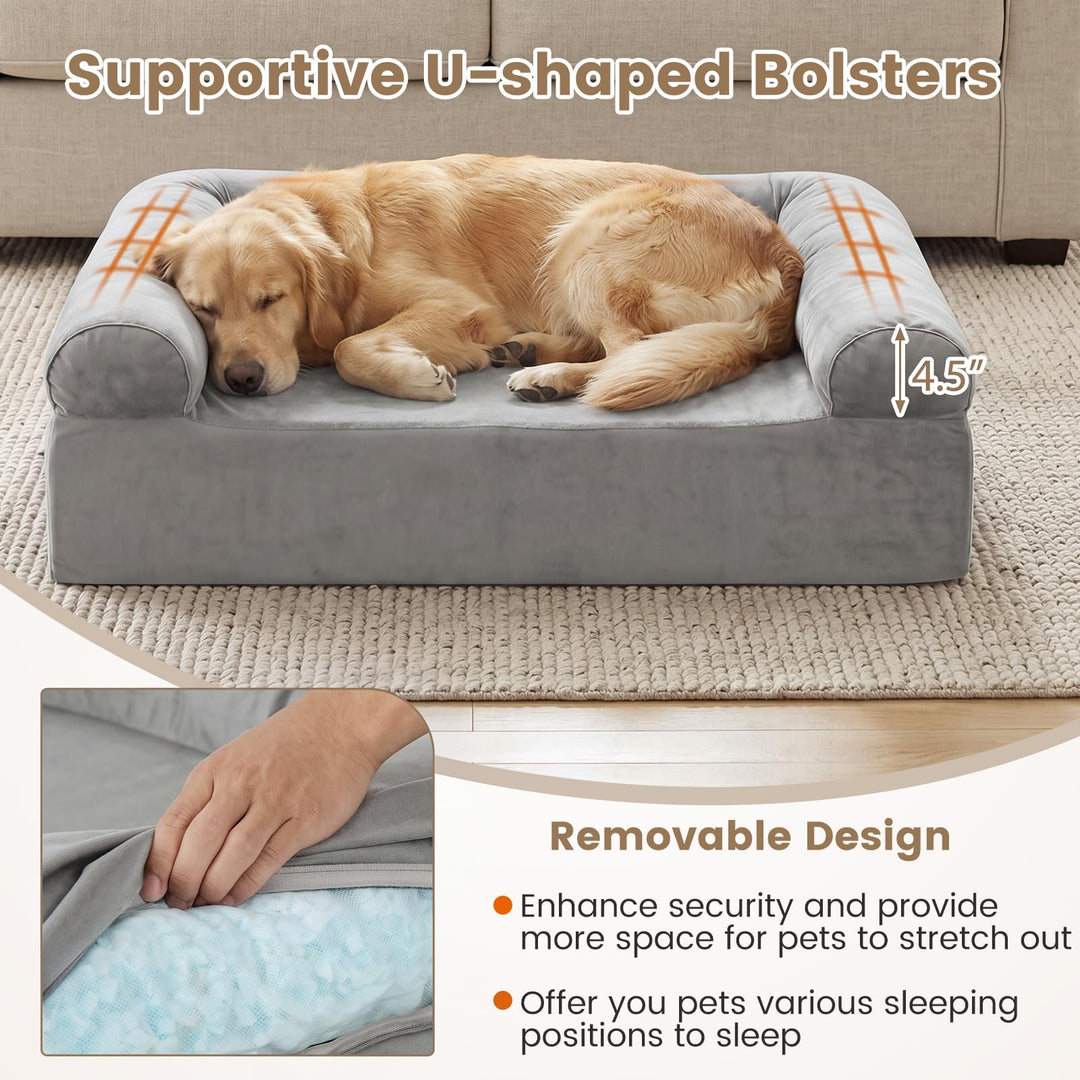 Giantex Cooling Gel Memory Foam Dog Bed for Medium Dogs with Washable Cover