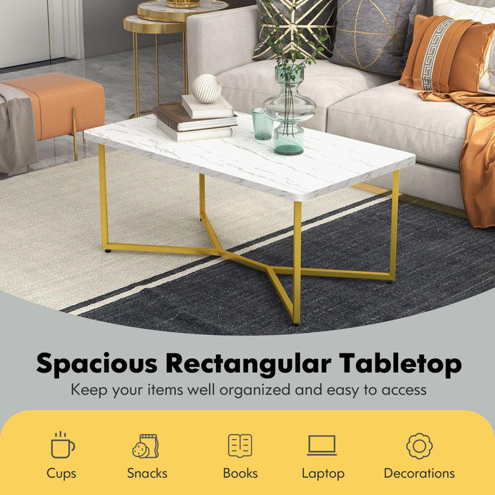 Giantex White Marble Coffee Table