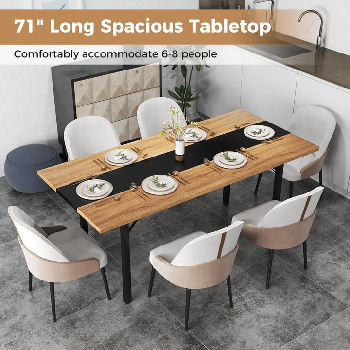 Giantex 71" Dining Table for 6-8 People with Heavy-Duty Metal Frame Storage Rack