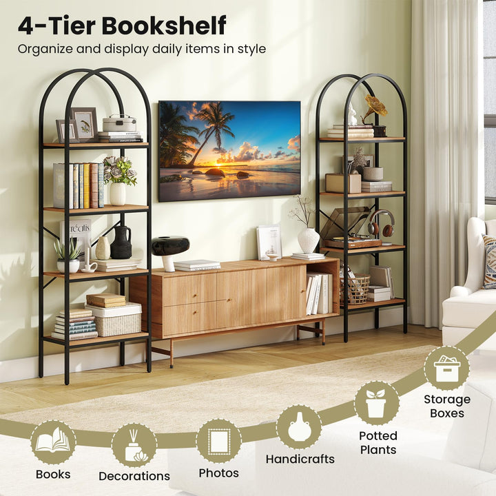 GIANTEX 4-Tier Arched Bookshelf with Metal Frame for Living Room