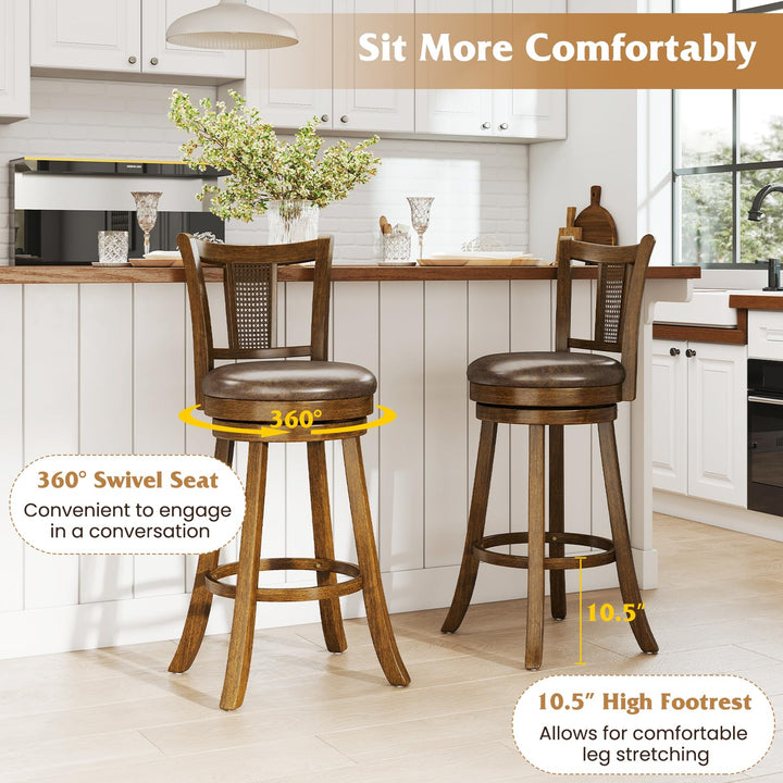 Giantex 30" Upholstered Leathaire Farmhouse Barstools for Kitchen Island Dining Room Pub