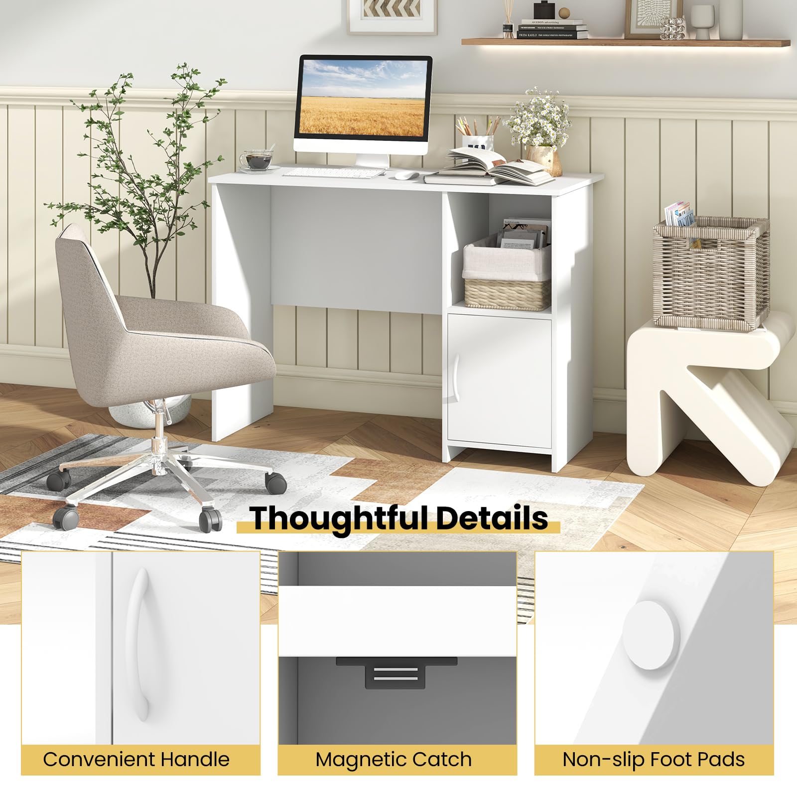 Giantex White Computer Desk with Drawers