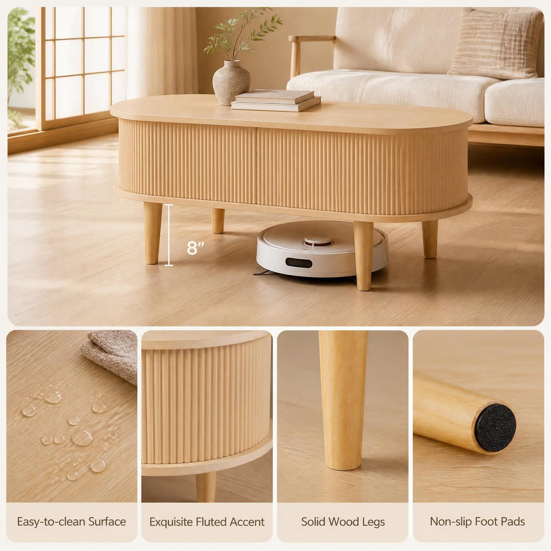GIANTEX 39.5" Oval Lift Top Coffee Table with Storage