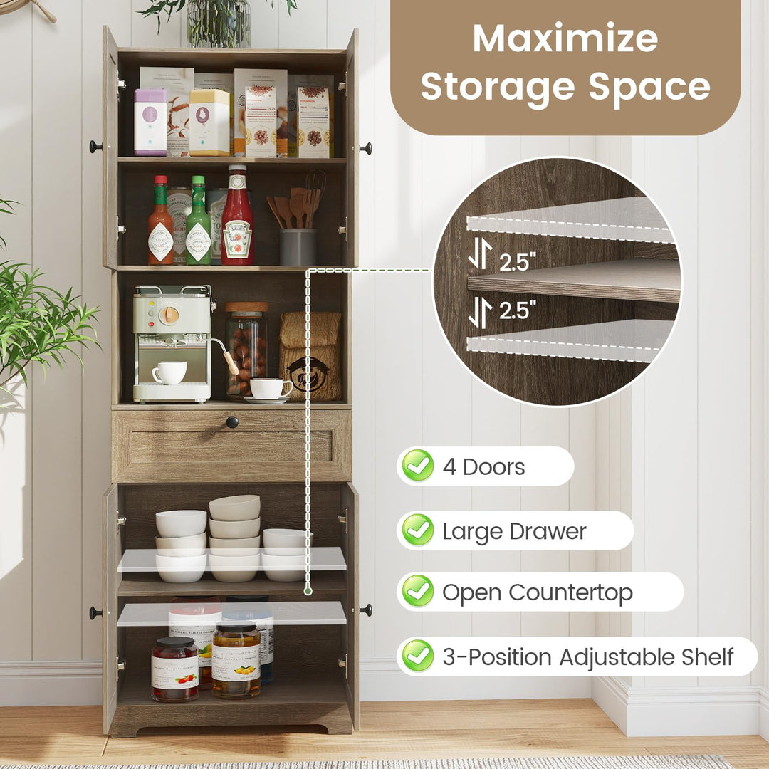 Giantex 67.5" Tall Floor Storage Cabinet w/4 Doors & 1 Drawer