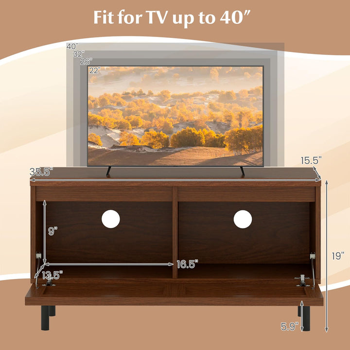 Giantex Mid Century Modern TV Stand for 40 Inch TV with 2 Hidden Compartments