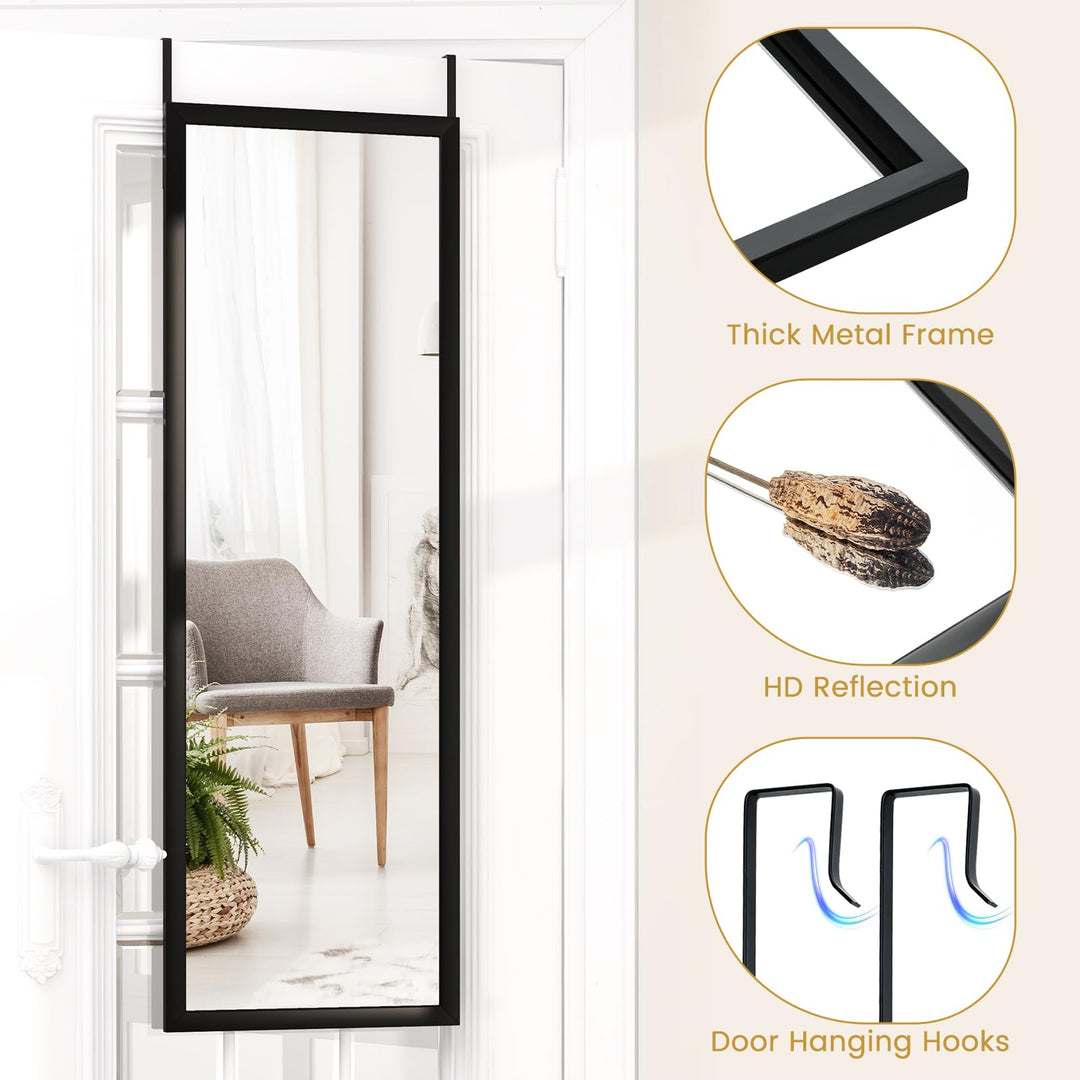 CHARMAID Over The Door Full Length Mirror, Arched Full Body Mirror