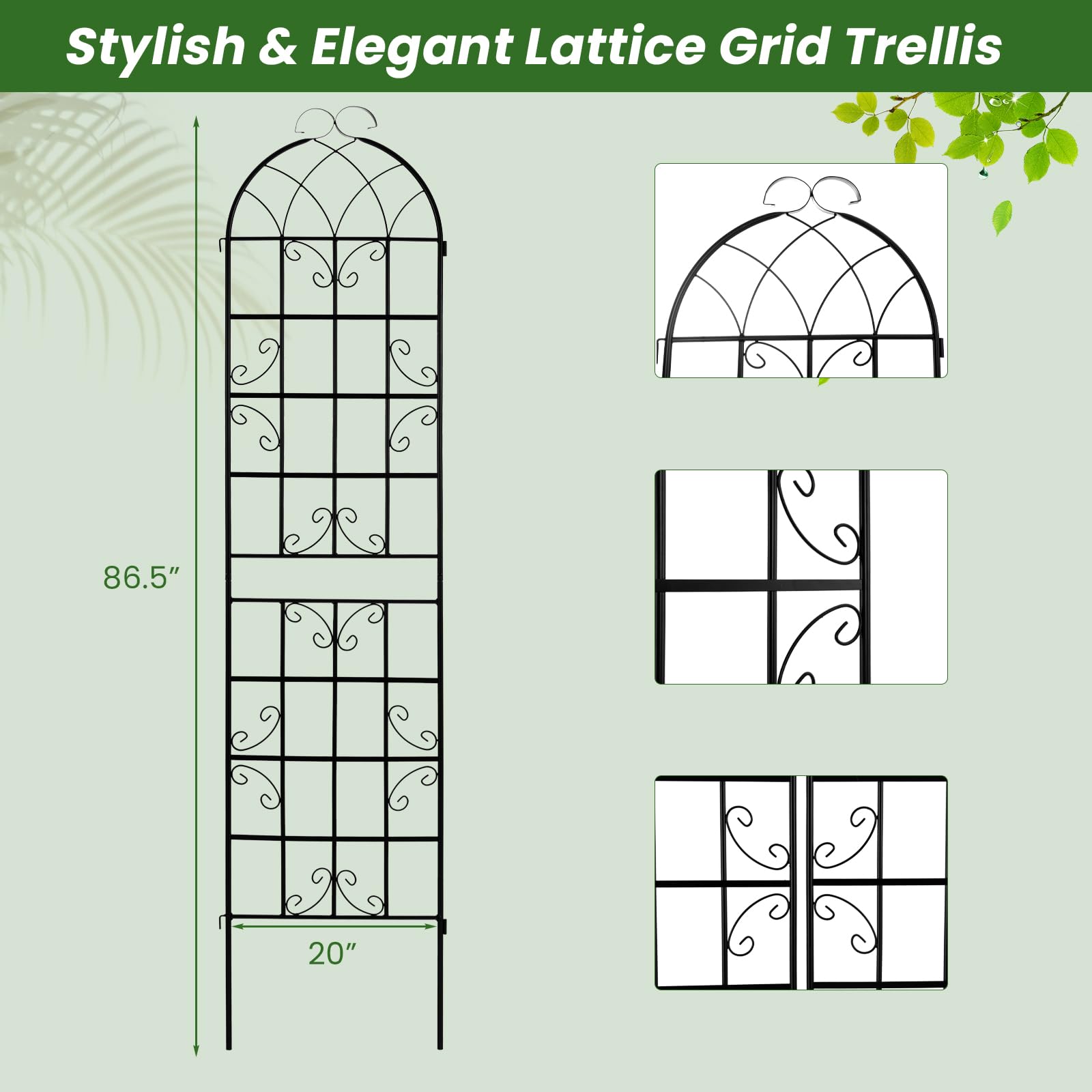 Giantex 2 Pack Trellis for Climbing Plants Outdoor, 7 FT Tall Galvanized Steel Garden Trellis