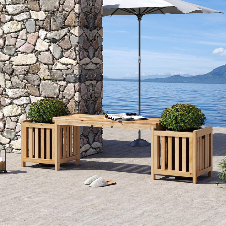 Giantex 2-in-1 Outdoor Bench with 2 Raised Garden Beds