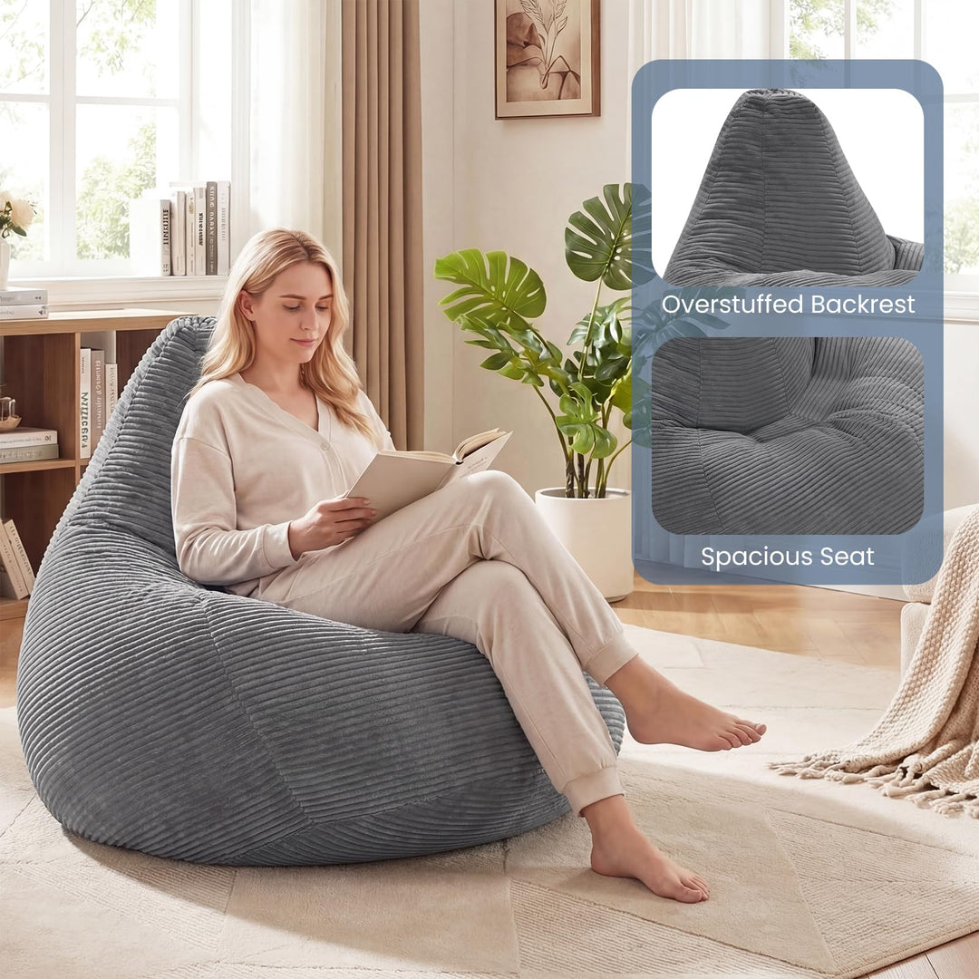 Giantex Bean Bag Chair for Adults | Accent Lazy Sofa with Skin-Friendly Corduroy Cover &amp; Soft Sponge Filling
