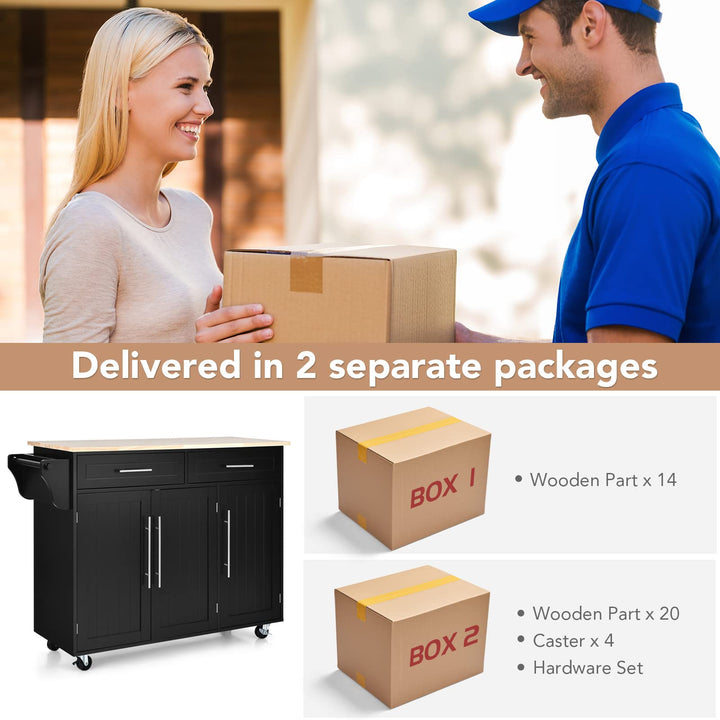 Giantex Kitchen Island Cart , 2 Drawers, 3 Door Cabinet