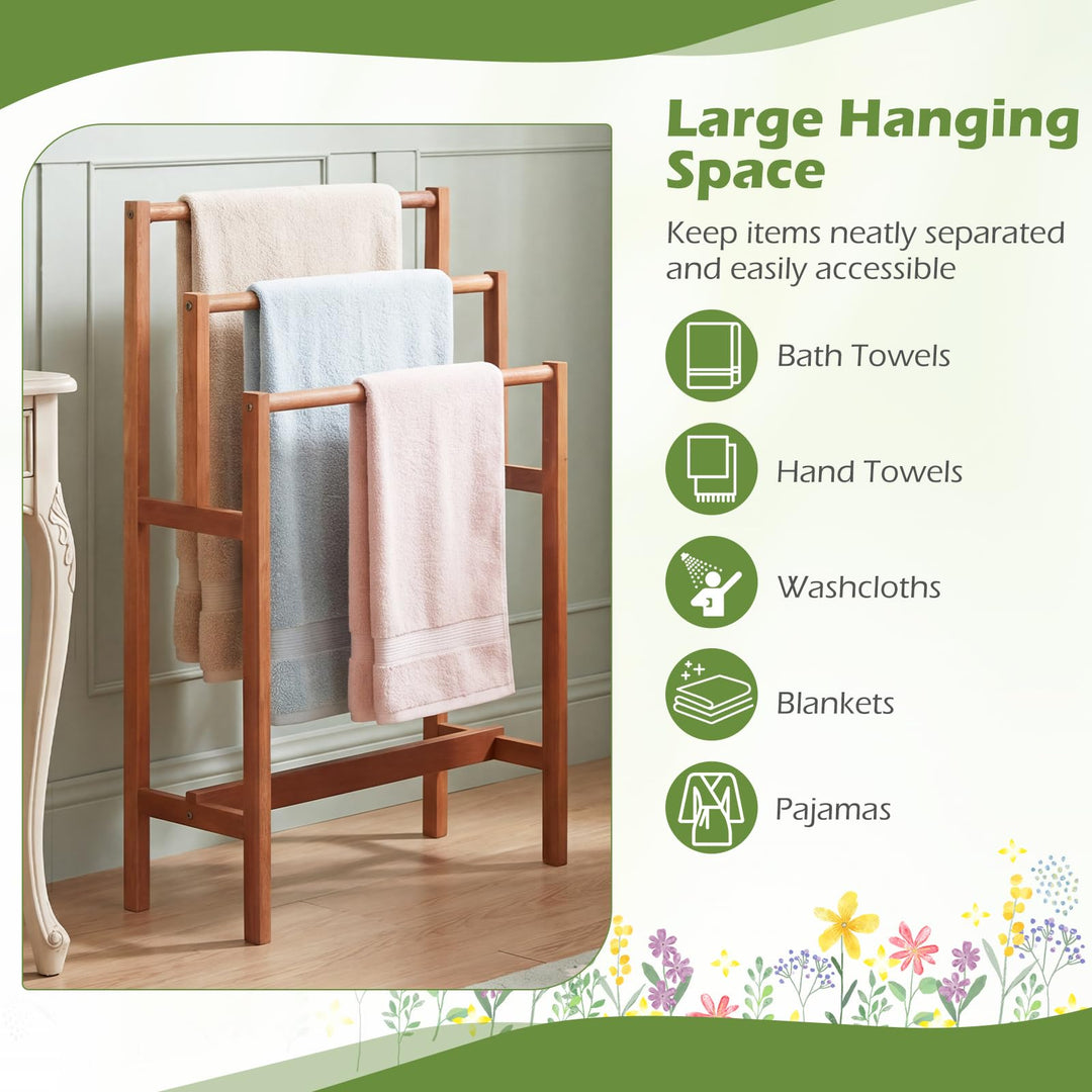 Giantex 3-Tier Freestanding Wooden Towel Rack Stand