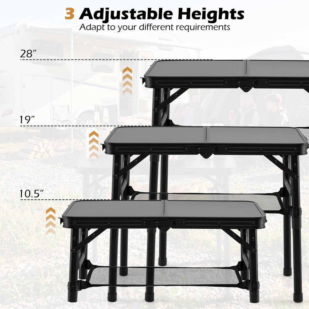 Giantex 2 FT Folding Camping Table Max 28" with 3 Adjustable Heights
