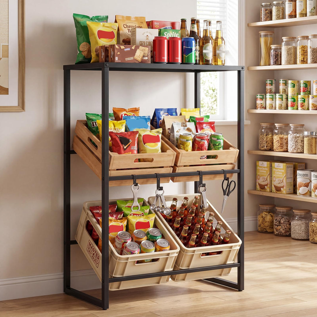 Giantex 3-Tier Drink Crate Rack for Kitchen