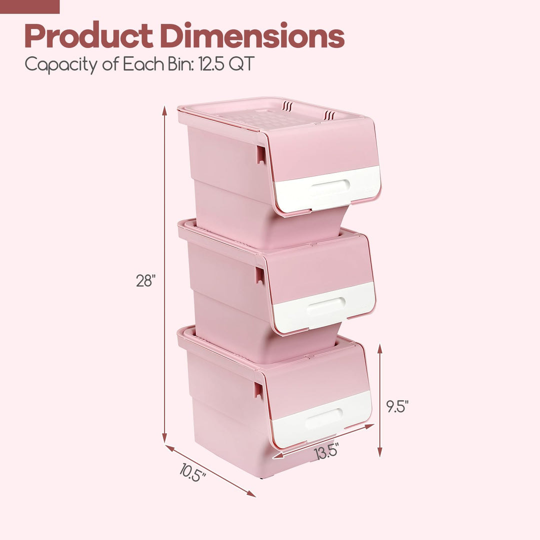 Giantex Plastic Stackable Storage Bins with Lids & Wheels