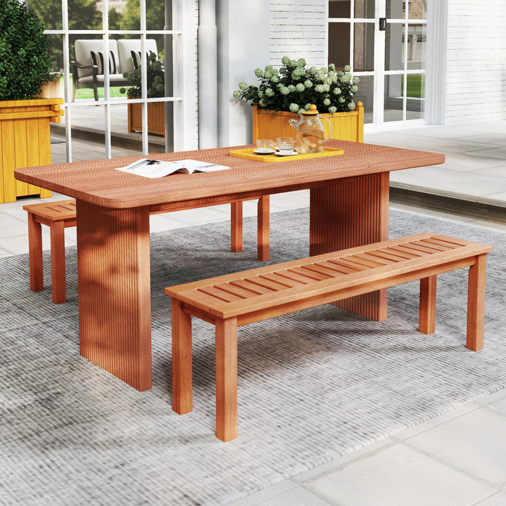 Giantex Outdoor Bench with Slatted Seat for Patio Dining