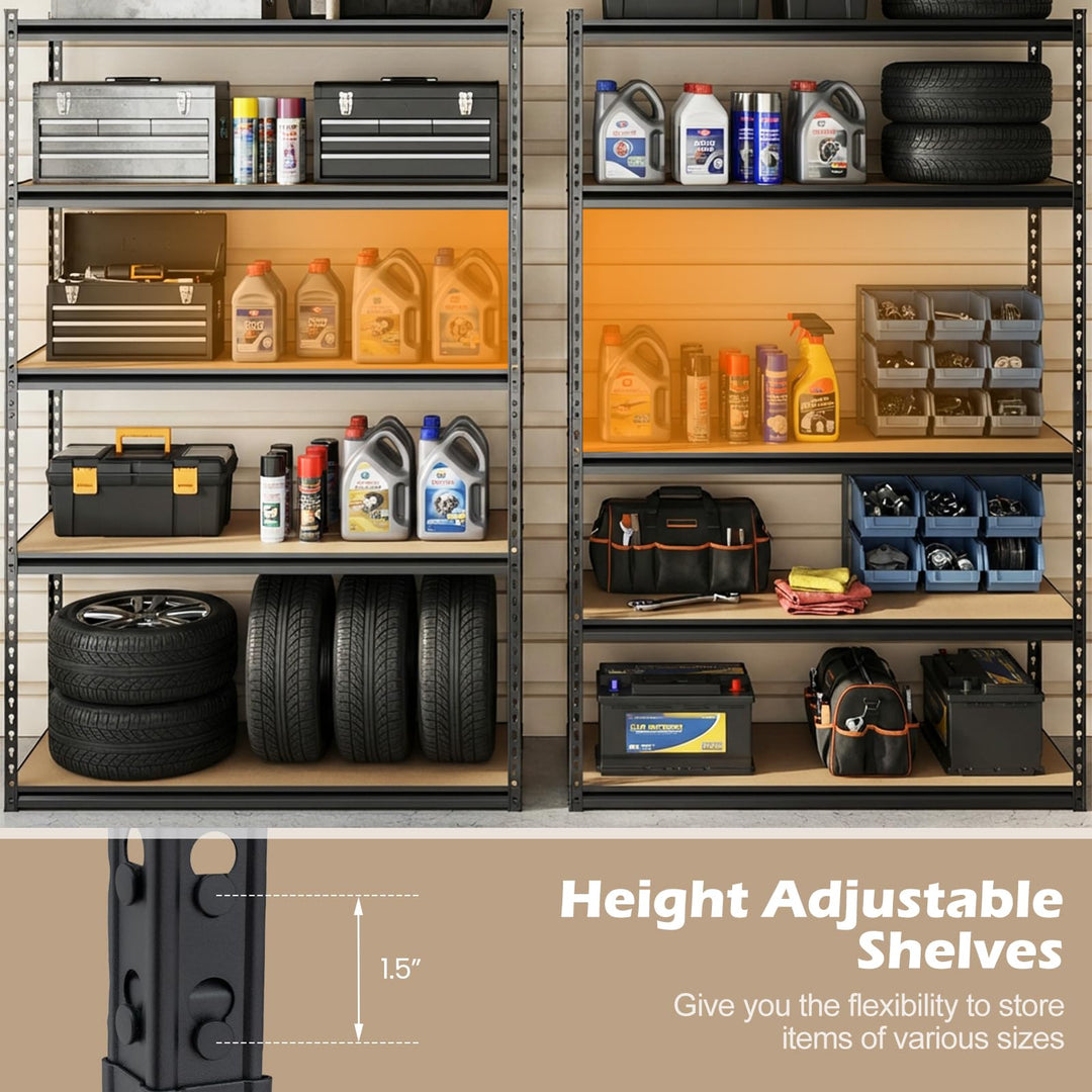 Giantex 5-Tier Metal Storage Shelves Heavy Duty Garage Shelving Units(1/2/3/4,48" W x 24" D x 72" H)