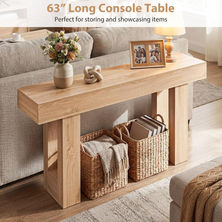 Giantex 63" Farmhouse Wooden Narrow Entryway Console Table