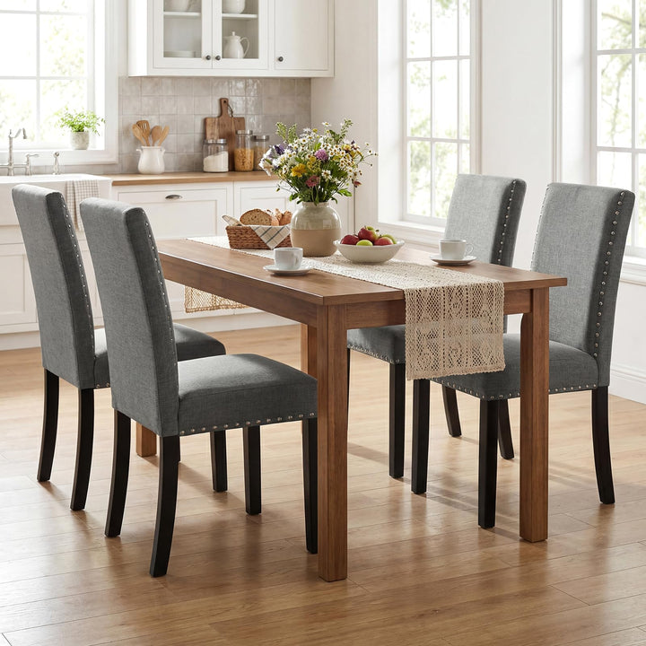 Giantex Wooden Dining Chairs Set of 2/4 with Bent Wood Legs
