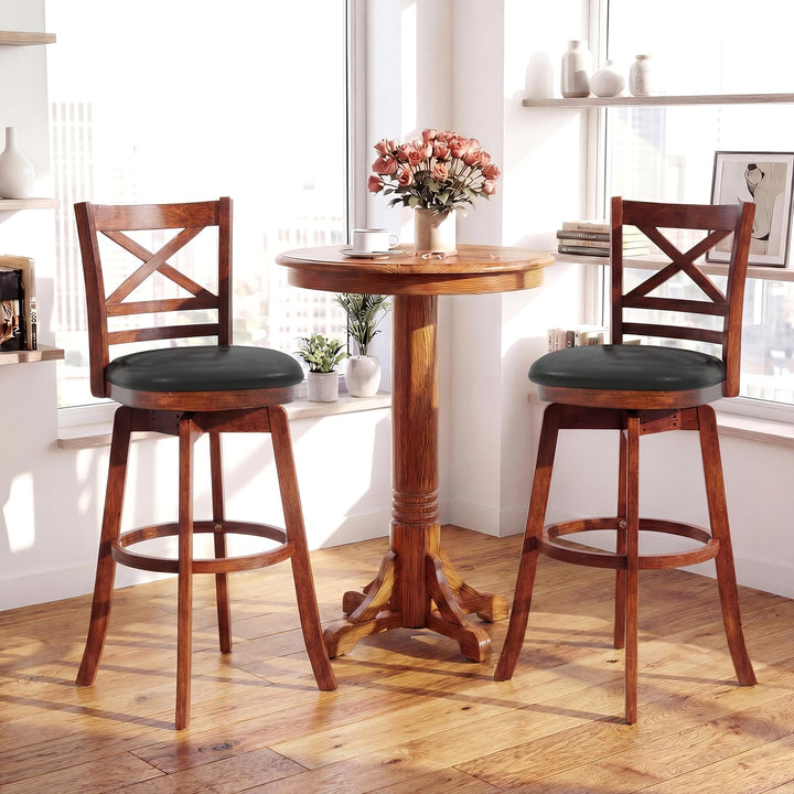 Giantex 30.5 Inch Bar Height Chairs Stools Set of 2/4 with PU Faux Leather Upholstered Seat