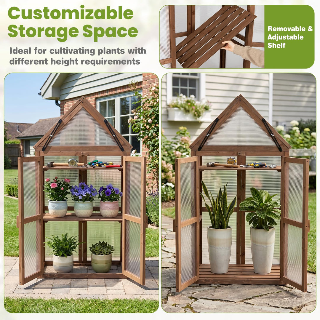 GIANTEX Garden Cold Frame w/ Transparent Flip-Top Roof &amp; 2 Adjustable Shelves