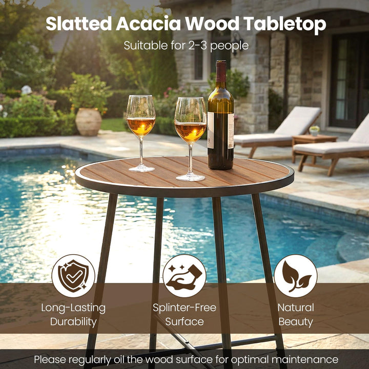 Giantex 41-inches Patio Bar Table Acacia Wood Pub Table