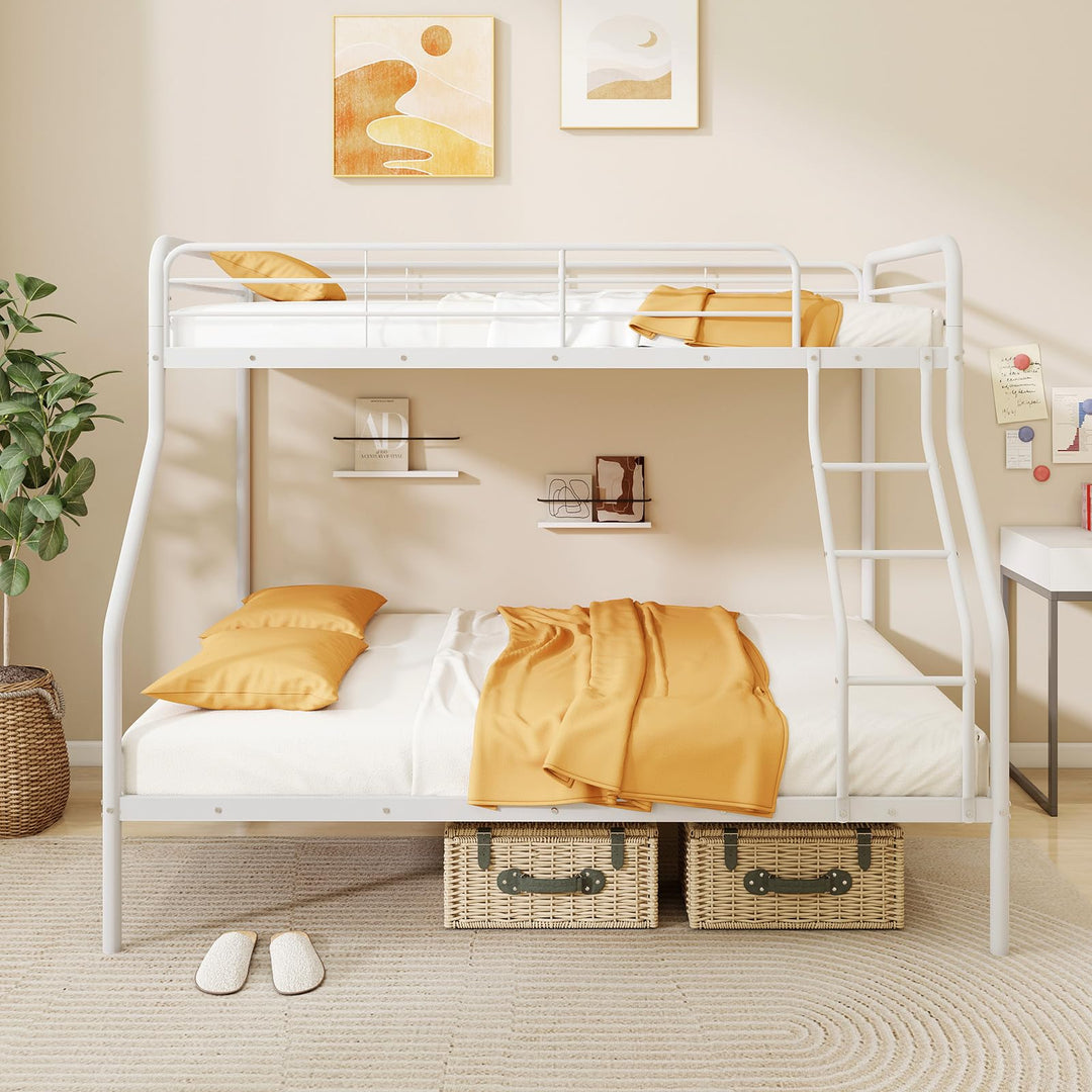 Giantex Metal Bunk Beds Twin Over Full Size, Heavy Duty Bunk Bed for Teens Adults with Ladder & Guardrails