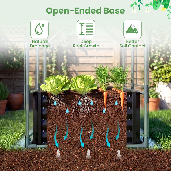 Giantex 4x2x3 FT Galvanized Raised Garden Bed with Greenhouse Cover