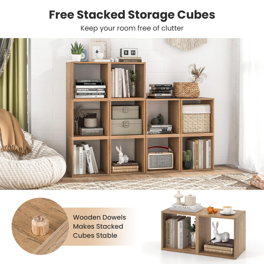 Giantex 2 Cube Bookshelf Organizer, 2-Tier Stackable Cube Storage Organizer