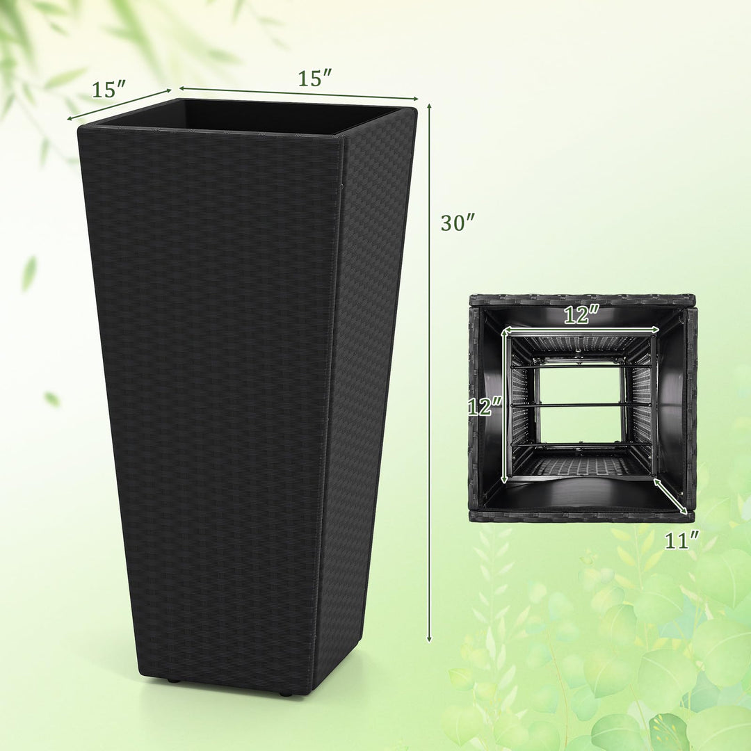 Giantex Set of 2 Outdoor Wicker Flower Pot 30 Inch Tall Planters with Drainage System