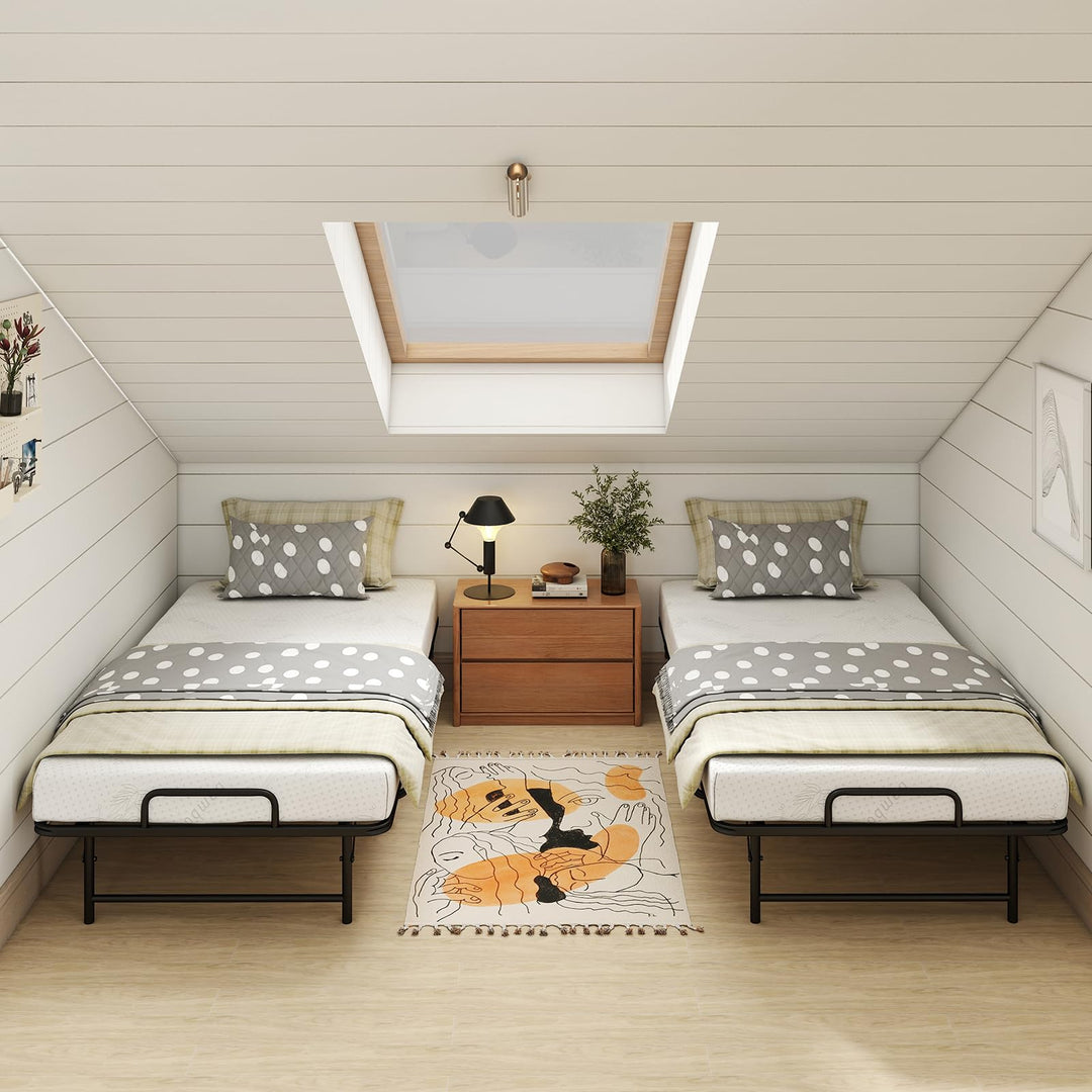 Giantex Twin Folding Bed Frame with 5 Inch Mattress