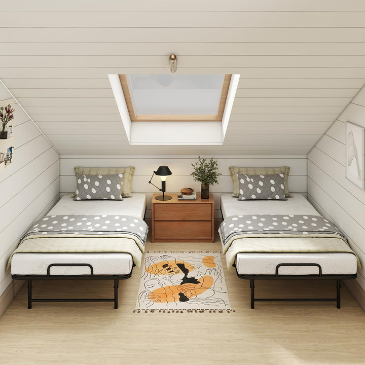 Giantex Twin Folding Bed Frame with 5 Inch Mattress