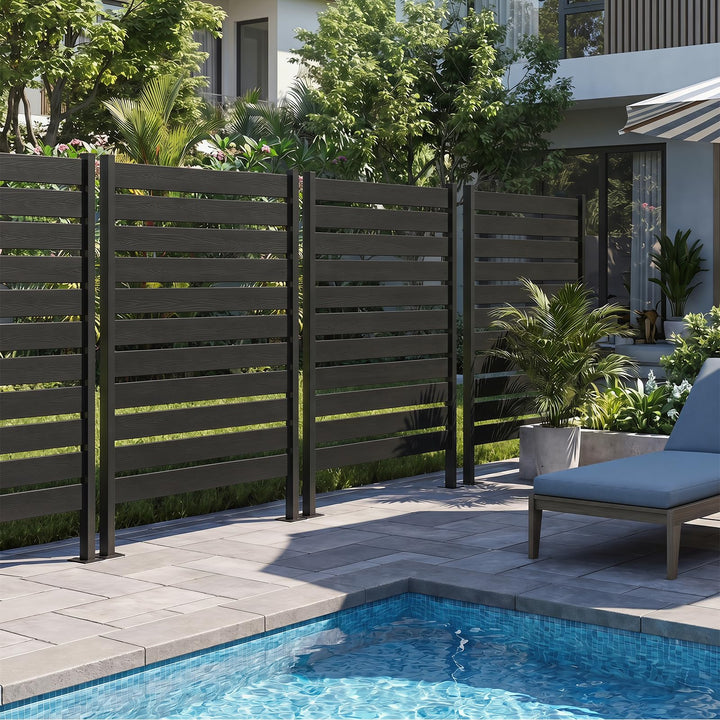 Giantex 37" W x 61" H Outdoor Privacy Fence Screen with Ground Stakes &amp; Base Feet (1/2)