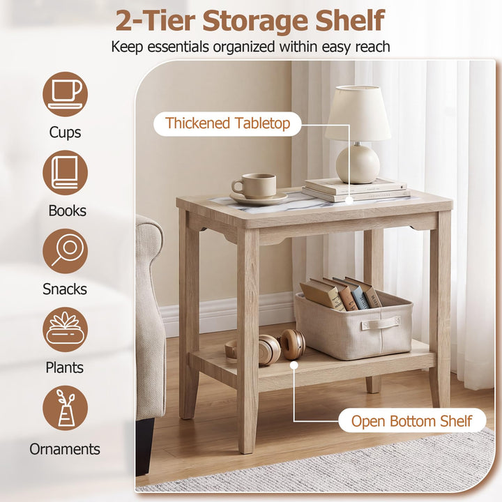 GIANTEX 24" Narrow Side Table with Faux Marble Top &amp; Storage Shelf (1/2)