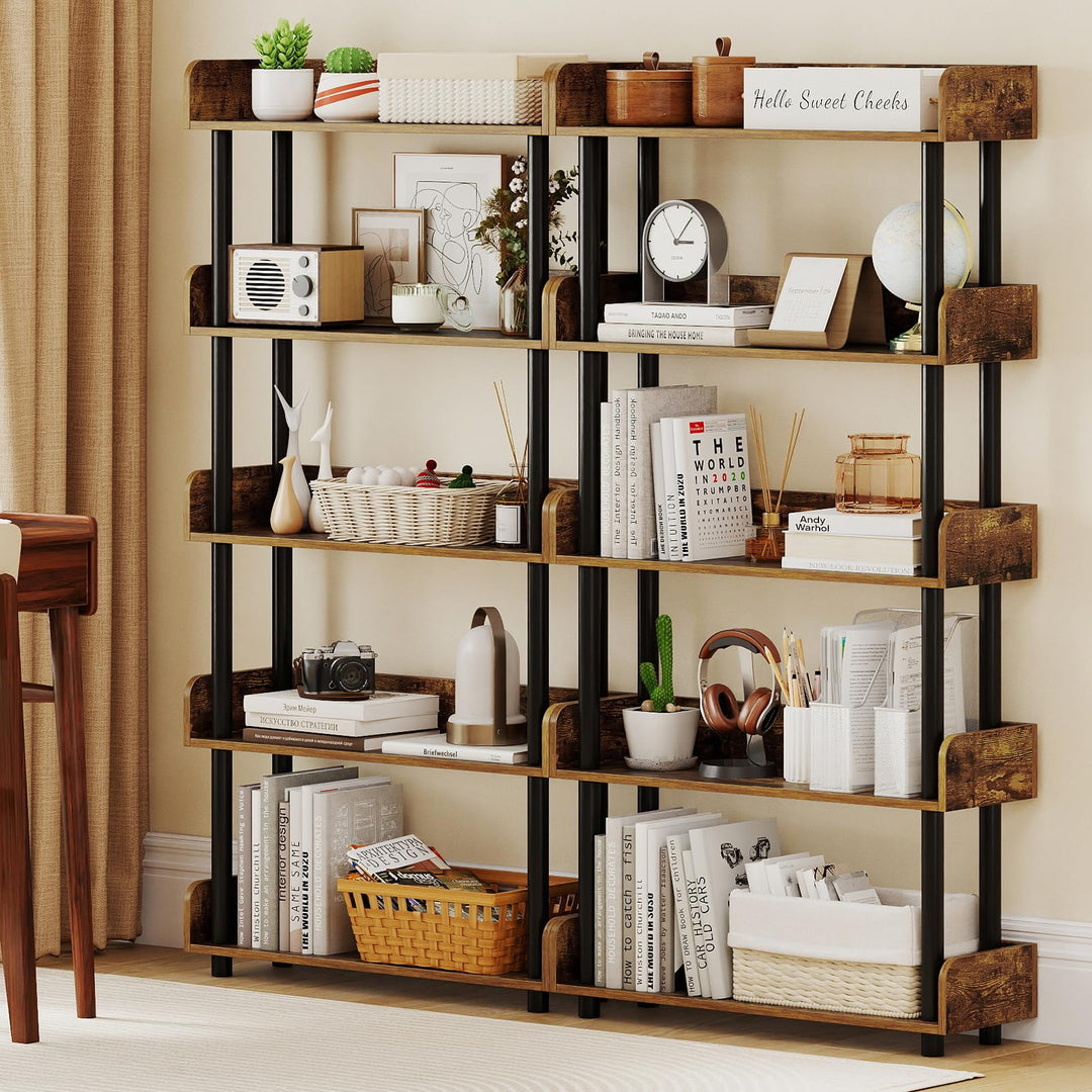 Giantex 5-Tier Bookshelf with Anti-Tipping Kit & Open Storage Organizer for Living Room Bedroom