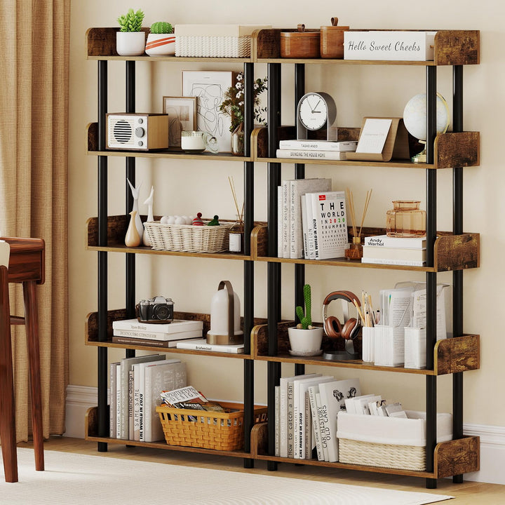 Giantex 5-Tier Bookshelf with Anti-Tipping Kit & Open Storage Organizer for Living Room Bedroom