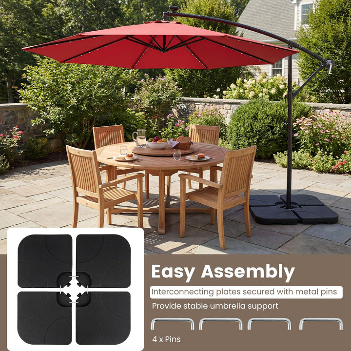 Giantex 4-Piece Fillable Offset Umbrella Base | 238 lbs Heavy Duty HDPE Cantilever Patio Umbrella Stand