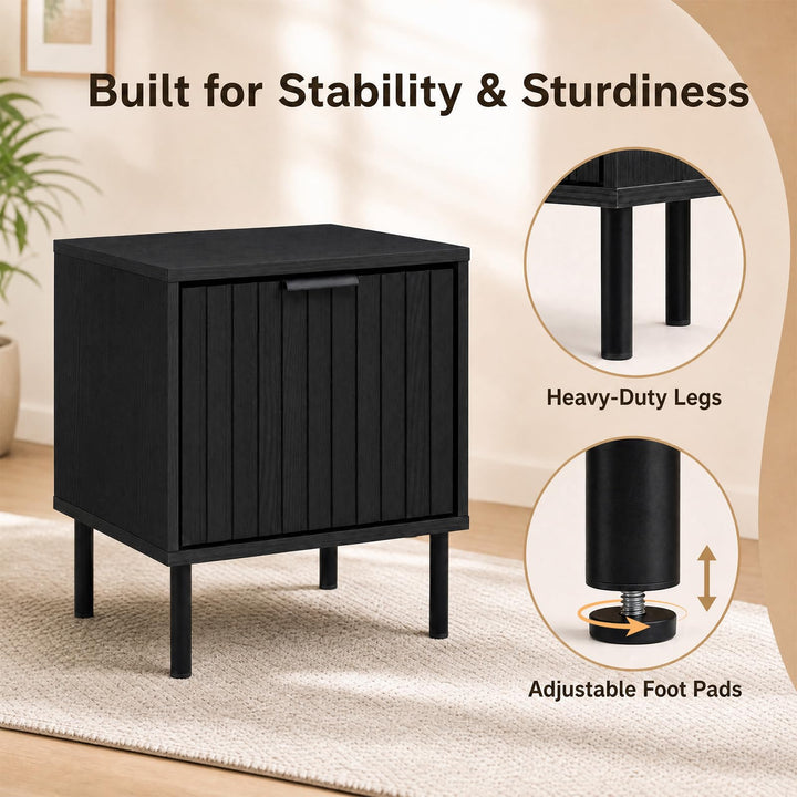 GIANTEX Modern Nightstand w/Vertical-Striped Storage Drawer (1/2)