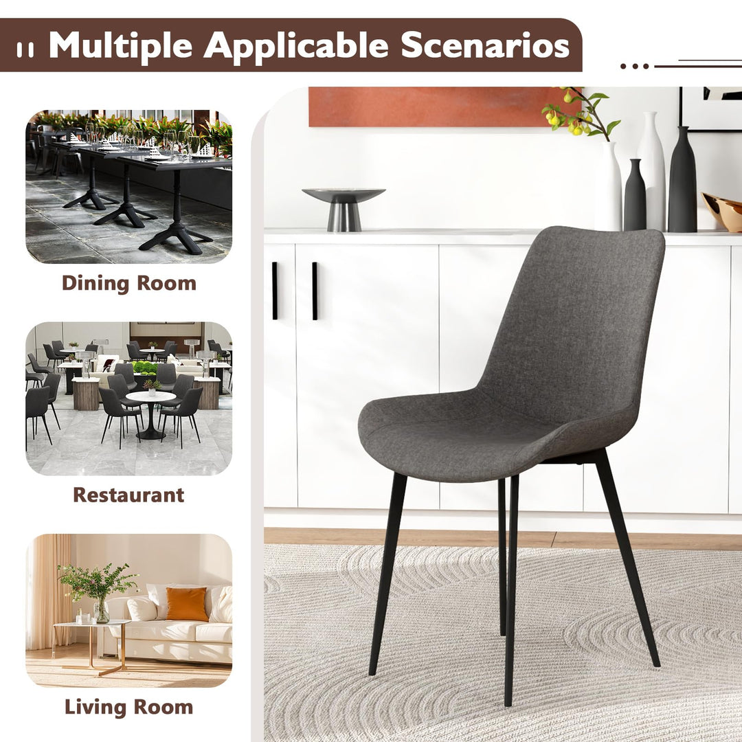 Giantex Dining Chair Set of 4 Upholstered Kitchen Side Chairs w/Metal Legs Padded Seats & Backs