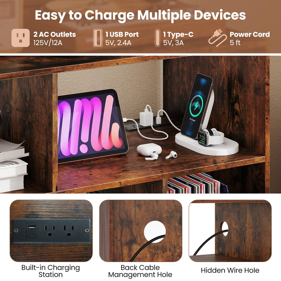 Giantex Large Record Player Stand with Charging Station