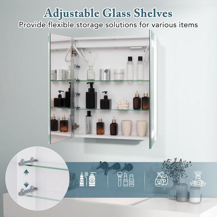 Giantex Bathroom Medicine Cabinet with 3 Light Colors