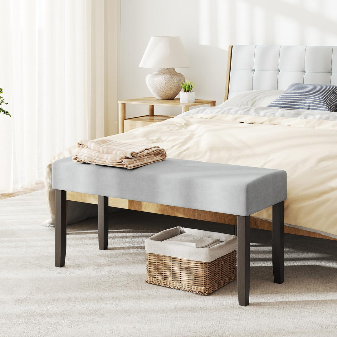 Giantex 40.5" Upholstered Entryway Bench with Padded Seat & Solid Rubber Wood Legs Load 400Lbs
