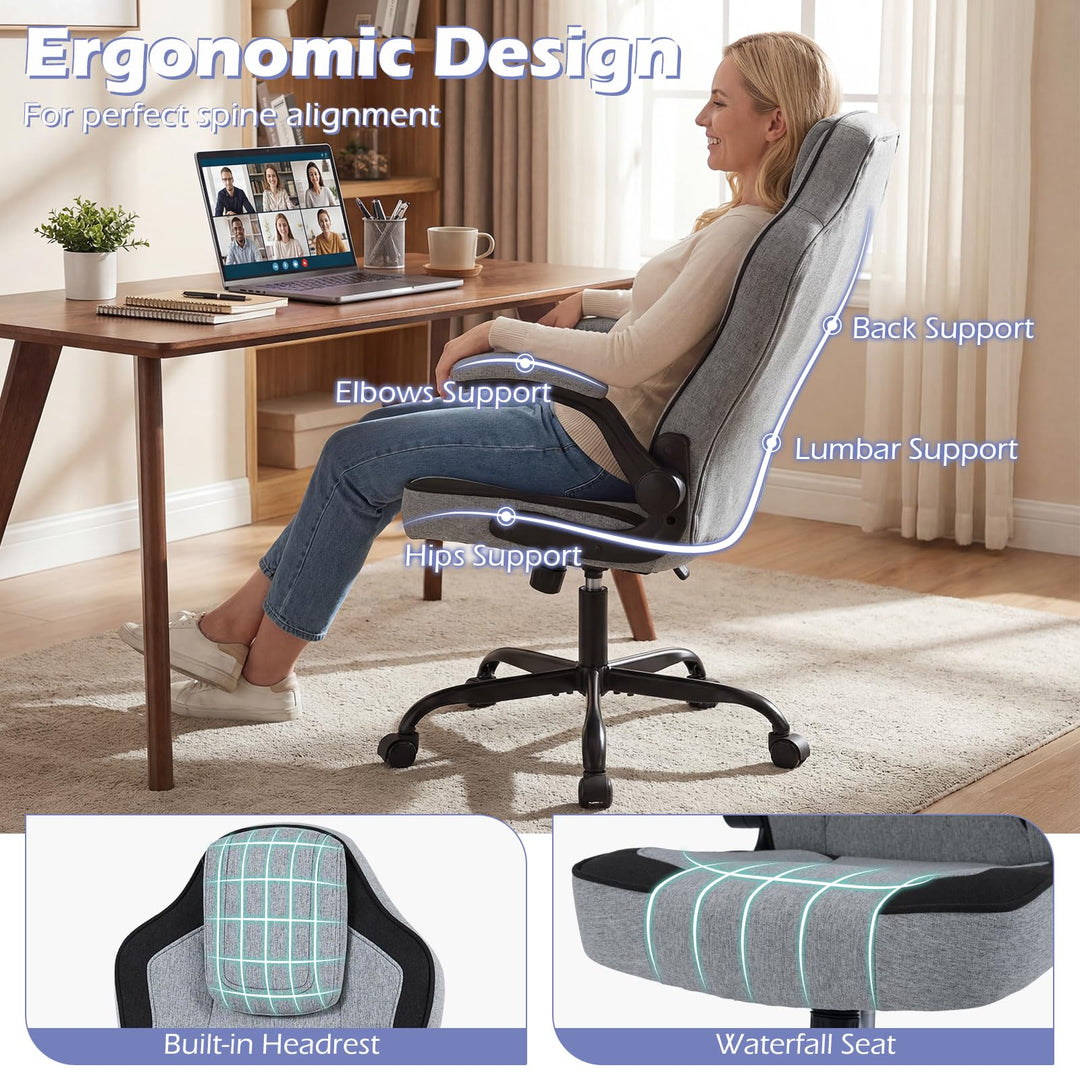 Giantex Ergonomic Computer Office Chair with 90° Flip-up Armrests