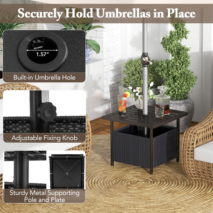 Giantex Patio Rattan Wicker Umbrella Side Table