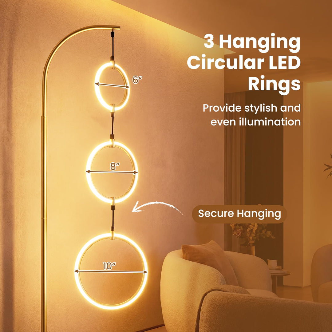 Giantex 71'' Modern 3-Ring LED Floor Lamp