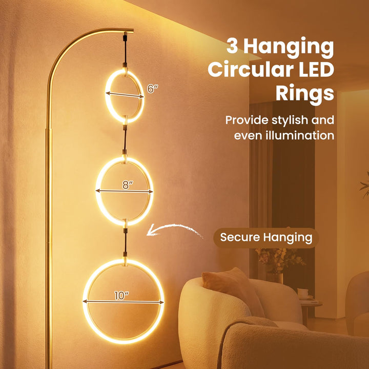 Giantex 71'' Modern 3-Ring LED Floor Lamp