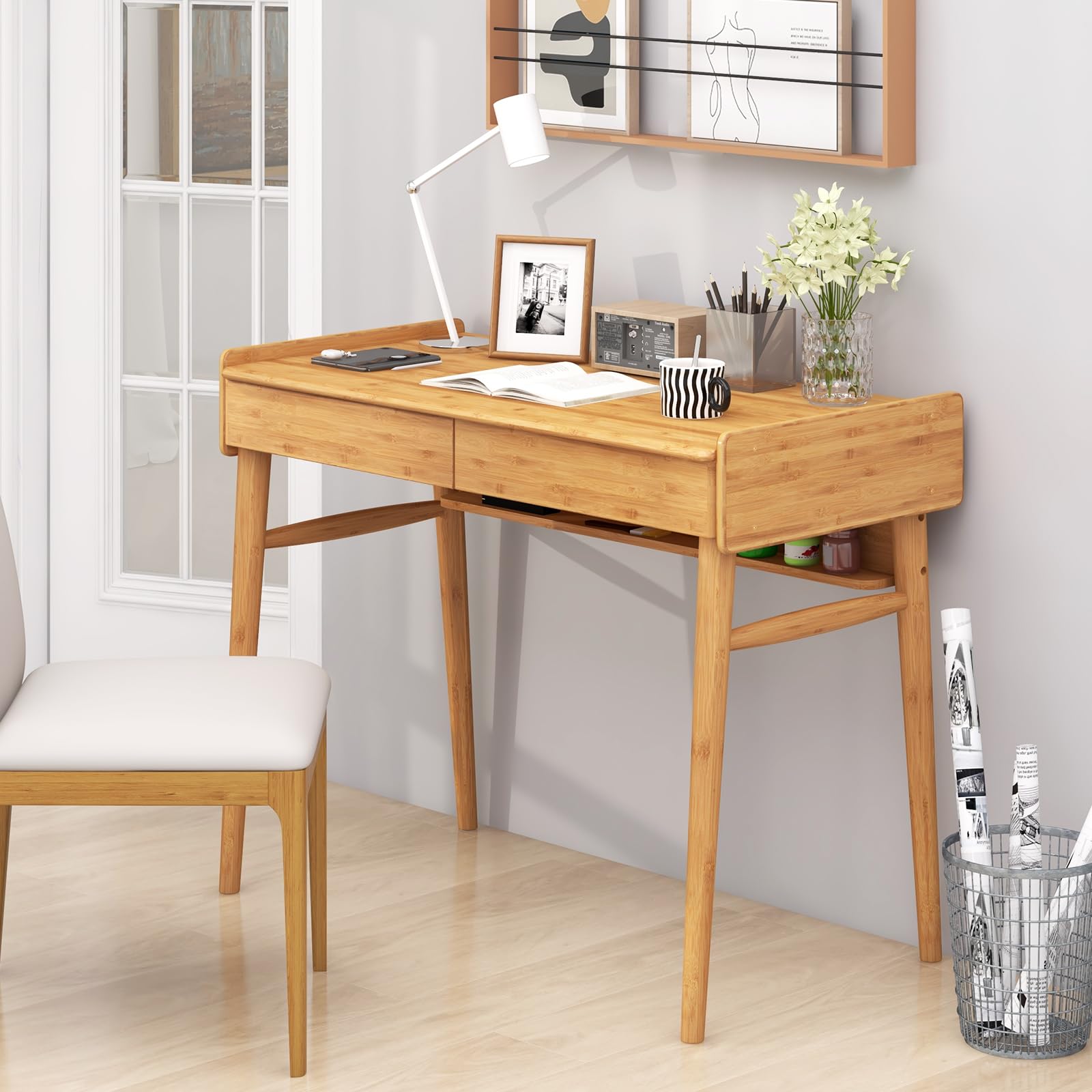 39.5" Bamboo Home Office Desk - Giantex